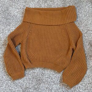 Lulu's Camel Cowl Neck Sweater